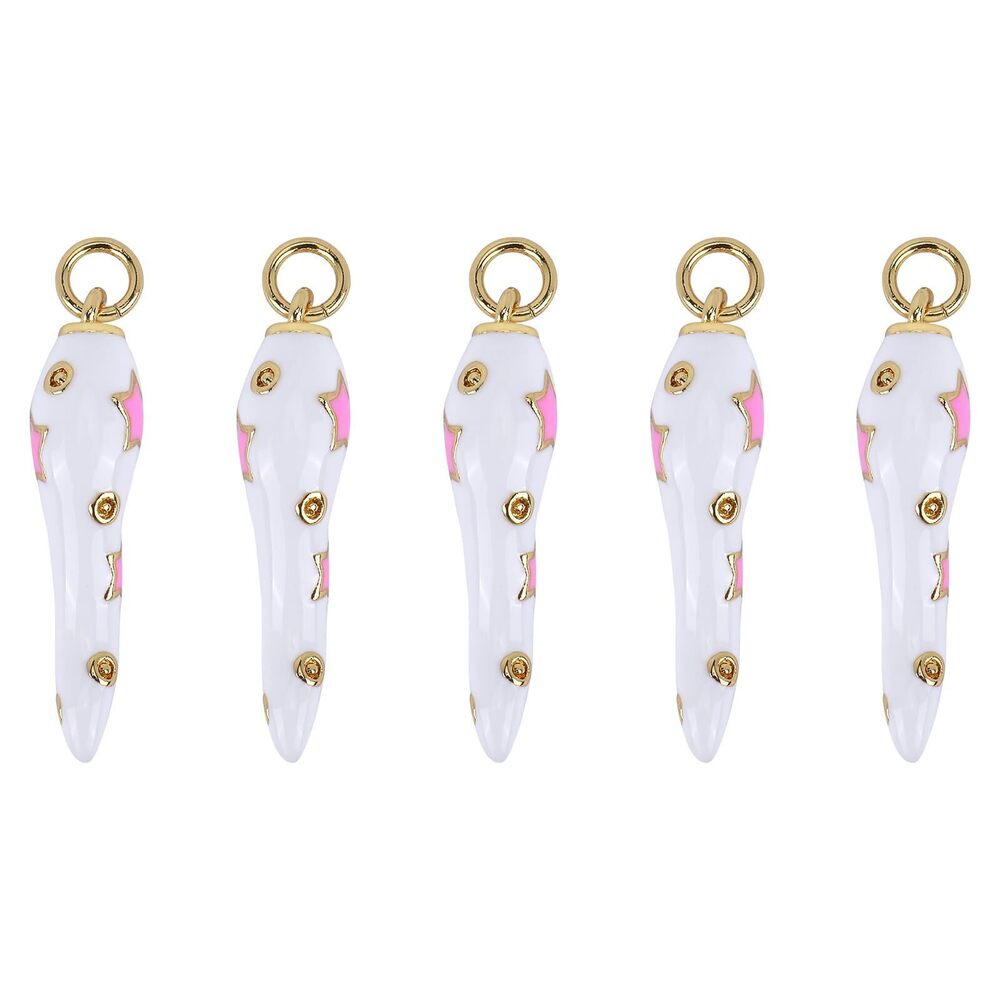 7388 5Pcs Chili Pepper Charms Pendants Italian Horn Charms Bulk White 18K